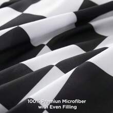 Checkered Comforter Twin 66x90Inch Black White Plaid Gingham Bed Set for Teen Boys Lightweight Microfiber Geometric Preppy Bedding 2 Pieces - 01 Cuadros Blanco y Negro - Ver 7