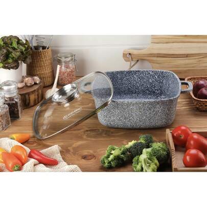 Dieses 5-teilige Küchengeschirr-Set in Marmoroptik umfasst drei Töpfe mit Deckel, einen Schmortopf mit Deckel und eine Bratpfanne. Hergestellt aus hochwertigen Materialien, ist dieses Kochgeschirr kratzfest und langlebig. Es ermöglicht Ihnen ein komfortables und energieeffizientes Kocherlebnis und erfüllt Ihr Zuhause mit dem Duft köstlicher Gerichte.