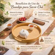 Round Bamboo Tray With Handles | Serving Breakfast, Fruits And Desserts | Elegant Design | Room Decor - 竹子 - 查看 3