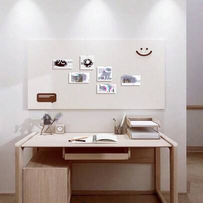 自粘式吸音毛毡墙板 40x80cm，笑脸图案 – 多功能公告板、照片展示板和留言板，适用于家庭、办公室、教室 – 北欧简约设计