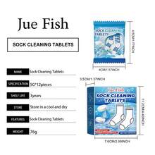 JUE FISH 12 Stück Socken Tiefenreinigungstücher, Wäsche Fleckentferner Tabletten für weiße Socken & Sneaker, tragbares Farbschutz Waschpapier, müheloser Schmutzradierer, reisefreundliche konzentrierte Wäschemittel, sofortige Auffrischung für graue Socken, unverzichtbares Zubehör - Wie viele - Übersicht 7