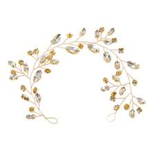 1pc Elegant Floral Crystal Handmade Hair Chain, Suitable For Wedding, Party, Gathering,Summer,Beach - Silver - View 6