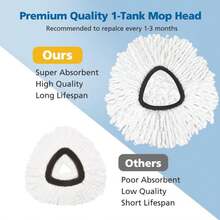 Spin Mop Replacement Head Spin Mop Refills Compatible With O Ceda EasyWring 1-Tank System, 2 Microfiber Spin Mop Head, 1 Triangle Mop Base Head And 4-Section Iron Mop Handle 30-58in For 1 Tank System - ColorA - 查看 7