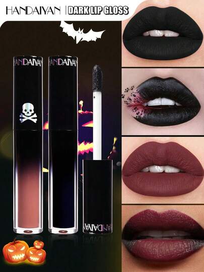 HANDAIYAN Gothic Style Matte Lip Gloss, Dark Series, Natural Matte Finish, Long-Lasting, Waterproof, Suitable For Halloween, Christmas, Masquerade, Makeup Parties, Smokey Makeup, Cosplay
