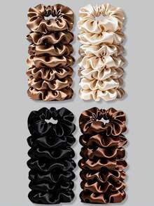 28 件套缎面发圈套装 - 摩卡色系发圈 | 黑色、摩卡棕、米色及大地色系 | 女士百搭发饰 - 彩色 - 查看 4