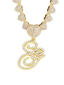 字母吊坠项链 迈阿密链条项链 女士嘻哈镶钻字母吊坠项链 珠宝礼物 - 愛心字母項鍊 - 查看 62