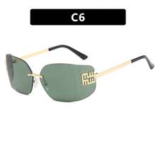 Frameless Slimming High-End Sunglasses New Retro Internet Celebrity Sunglasses Millennial Hot Girl Sunglasses - 茶片 - 查看 11