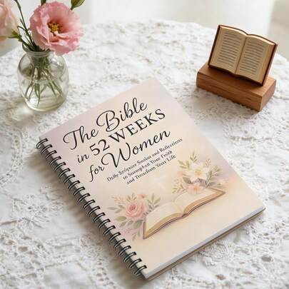 1pc 52-Week Bible Study Journal For Women.Spiral-Bound Devotional Notebook With Daily Scripture Reflections.Soft Floral Christian Faith Planner To Nurture Your Faith & Life.Beautiful Bible Journal For Christian Ladies & Spiritual Growth.Perfect Gift For Christian Friends & Family.