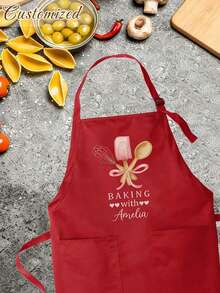 Custom Apron With Text And Personalized Photo, Personalized Mother's Day Apron, Waterproof Apron, Customized Funny Cooking Kitchen Apron, Customize Text, Chef Cook Apron, Ideal Gift For Anniversaries, Unique Gift For Women, Chef, Mom, Dad, Husband, Girlfriend, Boyfriend, Weddings Gift For Him, Gift For Her - Multicolor - View 5
