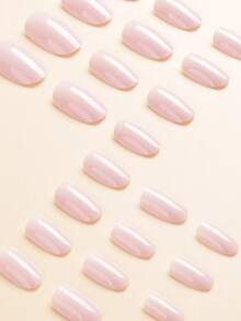 Bộ 24 miếng dán móng tay Sweet & Hot Girl Aurora màu hồng nhạt + 1 gel dán móng + 1 dụng cụ mài móng. - Hồng - Xem 3