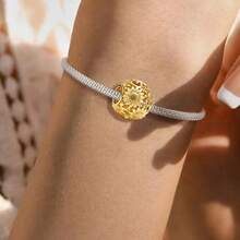 1pc 925 Sterling Silver Hollow Sunflower Bead Pendant, Suitable For DIY Jewelry, Daily Outfit Decoration, Women Gift - Sunflower - View 5