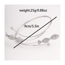 1pc Silver Wavy Shell Armband, Bohemian Gold Summer Beach Style Adjustable Stainless Steel Arm Cuff For Women - Silver - View 2