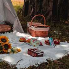 Portable Thickened Picnic Blanket, White Camping Blanket, Beach Towel, Sofa Cover, Outdoor Garden Tent Mat, Waterproof & Warm, Suitable For Home Decor, Photo Shooting, Tear-Resistant, Leisure Mat, Tablecloth, Wall Hanging - White - 查看 8