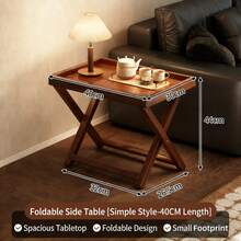 1 chiếc bàn phụ gấp gọn, khay ăn nhẹ cho ghế sofa phòng khách, bàn trà di động, bàn làm việc ngoài trời. - Bàn gấp bằng gỗ nguyên khối - Xem 2