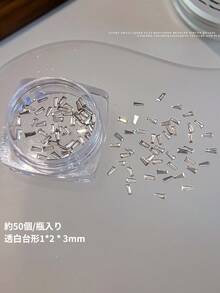 50顆/盒迷你鑲邊平底鋯石，美甲裝飾－閃亮透明白色菱形水滴混合不對稱造型，美甲配件，DIY美甲用品，指甲飾品 - 彩色 - 查看 11