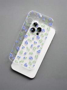 1pc Fashion Creative Full-Screen Purple Flower, Leaf, Floral Painted Pattern Soft TPU Transparent Anti-Fall Anti-Scratch Anti-Fingerprint Phone Case, Camera Lens Protection Compatible With Apple, Nothing, Pixel, International Version,  Not The Domestic Version - Multicolor - View 7