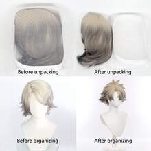 Tóc giả ngắn 12 inch màu vàng nhạt nhuộm kiểu Rudo, Gachiakuta, dùng cho cosplay, anime, Halloween, tiệc tùng, chịu nhiệt. - Ombre - Xem 8