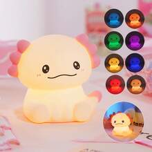Axolotl Night Light, Touch Control, Warm Glow, Rechargeable Cute Desk Lamp For Bedroom - Seven Colors - View 2