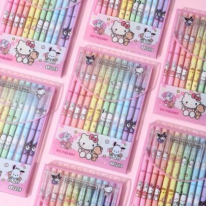 SANRIO [Sản phẩm bán chạy nhất] 1/12 bút bi có thể xóa, bút ký hoạt hình, quà tặng thi cử, bút có thể xóa, đầu bút 0.5mm, thích hợp sử dụng trong văn phòng, thích hợp để viết và vẽ! Hoàn hảo cho các dịp lễ, sinh nhật, quà tặng ngẫu nhiên.