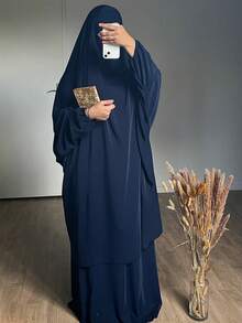 女款寬鬆長袖保守風阿巴雅，搭配分體式裙子，舒適日常與禮拜穿著 - 彩色 - 查看 8