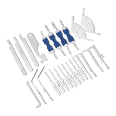 Bộ dụng cụ thợ khóa chuyên nghiệp 25 món, làm bằng thép không gỉ bền chắc và đáng tin cậy, dùng để mở khóa khẩn cấp và huấn luyện kỹ năng.