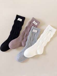 1双儿童中筒袜，男女童春秋季及膝袜 - 彩色 - 查看 3