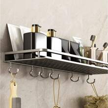 Aluminum Alloy Kitchen/Bathroom/Balcony Storage Rack, Waterproof & Rust-Proof, Bottle & Jar Organizer, Space-Saving, Two Installation Methods, No Drilling Required - A - View 9