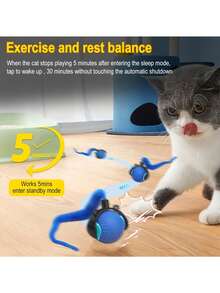 Interactive Cat Toy With Fast Moving Ball With Tail, 360° Rotating, Adjustable Speed, Entertaining For Adult Cats, High-Quality Pet- Material, Interactive Pet Ball Suitable For Playful Cats And Pet Owners - Multicolor - View 20