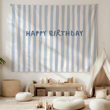 60x40in Happy Birthday Sheet Backdrop Birthday Banner Birthday Tapestry Banner, Reusable Cloth Banner Birthday Backdrop Party Decor - A - 查看 1