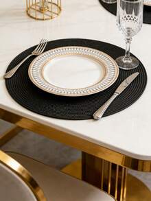 Bộ 1/4/6 tấm lót bàn tròn dệt 15 inch - Chống trượt, chịu nhiệt, có thể giặt máy | Bảo vệ mặt bàn khỏi vết bẩn và trầy xước | Phong cách trang trại, phù hợp cho nhà bếp, phòng ăn, tiệc Giáng sinh và năm mới - màu đen - Xem 1