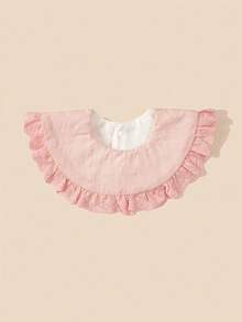 1 pieza Babero de encaje y flor de princesa para bebé, babero de babeo de alta calidad con estilo vintage para la temporada de bodas, con borde floral, adecuado para salidas diarias y regalos para niñas bebé - Rosa - Ver 3