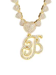 字母吊坠项链 迈阿密链条项链 女士嘻哈镶钻字母吊坠项链 珠宝礼物 - 愛心字母項鍊 - 查看 36