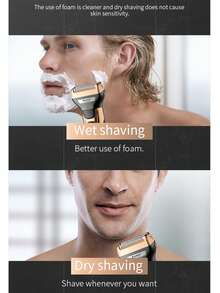 Kemei 三合一电动剃须刀、理发器和鼻毛修剪器套装，带3个刀头的胡须修剪器，USB充电男士面部毛发修剪套装，送给男友的礼物，父亲节礼物（1件） - 彩色 - 查看 10