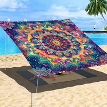 Large All-In-One Camping Canopy - Rainbow Mandala Pattern, Durable Polyester Material, Lightweight & Portable, Suitable For 4 People - Perfect For Camping, Beach, And Picnics - All Season Use - Vibrant & Durable Outdoor Accessory - Multicolor - View 6
