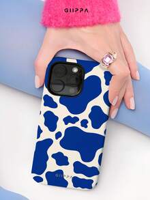 GIIPPA 1 Piece Cream-White Base With Blue Cow Print Design Phone 17 Pro Max Case, Suitable For Phone 16 Pro Max, 15 Pro Max, 14 Pro Max, Korean Stylish And Interesting Phone Case, Compatible With 11/12/13/14/15/16 Pro Max Plus, Elegant Design Suitable For Both Men And Women, Ideal Gift For Girlfriend On Christmas, Valentine's Day, Easter, Wedding Season And Birthday - Blue - View 6