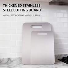 1pc Stainless Steel Double-Sided Anti-Mold Cutting Board For Home Use - Silver - View 7