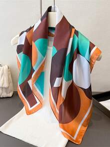 1pc 70cm Bandana With Geometric Pattern, Versatile Waist Scarf, Headband, Head Wrap - Multicolor - View 2