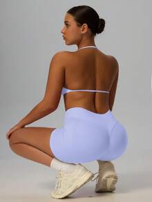 Yefecy Women's High Support Spaghetti Strap Sports Camisole, Suitable For Fitness, Yoga And Other Sports, Features High Support And High Elasticity, Suitable For Sports, Yoga And Various Occasions - 紫色 - 查看 2