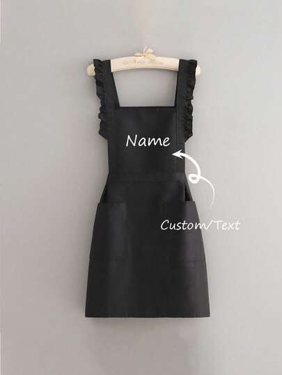 Individuelle Textanpassung, Schürzen-Anpassung, personalisierte schwarze Schürze, Haushaltsschürze, Backschürze, Hausfrauenschürze, Friseur Schönheitssalon Kosmetikerin Kosmetikschule Friseurschürze, Geschenkpersonalisierung, einzigartig, personalisiertes ideales Geschenk für Ihn/Sie