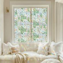 Window Privacy Film Stain Glass Window Film Rainbow Window Film Window Clings Non-Adhesive Reusable Ornamental For Bedroom (Leaf Rainbow, 17.5 X 78.7 In) - 黛西彩虹 - 查看 8