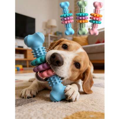 Indestructible Dog Chew Bone Toy, Durable TPR Rubber Suitable For Aggressive Chewers, Bone-Shaped Training Toy, Small/Medium Dog Teeth Cleaning Chew Toy, Solution For Boredom And Destructive Chewing, Perfect Gift For Your Beloved Pet