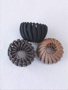 4pcs Women Matte Bird Nest Hair Clips, Bun Maker, Ponytail Holder, Expandable Hair Claws For Daily Use - Multicolor - View 2