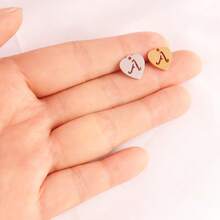 3个/套 心形吊坠 不锈钢英文字母吊坠 A-Z 字母饰品，适用于手工手链、耳环等珠宝制作 - 吊墜 - 查看 2