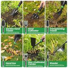 Garden Tools Set -11-Piece Heavy Duty Hand Tool Kit with Ergonomic Handles Rust-Proof Carry Tote Bag Gardening Gifts for Women and Men Green - Verde - Ver 4