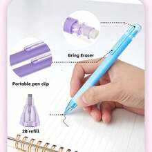 Bộ dụng cụ học tập thẩm mỹ: Bút chì bấm 0.5mm, hộp đựng bút dung tích lớn, 12 bút dạ quang, 6 bút bi đen, văn phòng phẩm học sinh, quà Giáng sinh, đồ dùng thiết yếu cho năm học mới. - Văn phòng phẩm - Xem 9