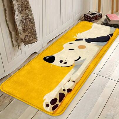 可爱狗狗印花门垫/地毯套装，加厚柔软细腻，可机洗，适用于门垫、卧室垫、浴室垫、婚礼装饰，是爱狗人士的理想之选。奢华天鹅绒地毯 - 高品质轻便可水洗地毯，柔软蓬松，耐用防滑短绒地毯，多种尺寸可选，底部防滑。[浴室垫][浴室垫][浴室垫]秋冬/罗马装饰/家居装饰/房屋装饰