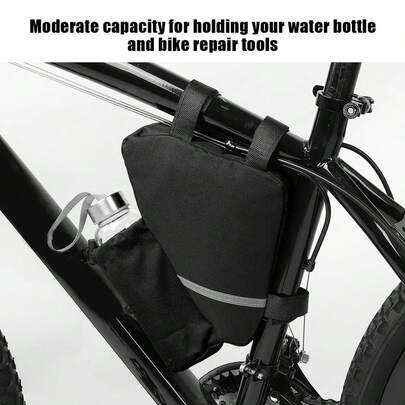 1 túi tam giác phản quang cho xe đạp - Túi khung xe đạp bằng nylon chống thấm nước có ngăn khóa kéo, túi đựng dụng cụ sửa chữa xe đạp cho xe đạp leo núi, xe đạp đường trường và các hoạt động ngoài trời.