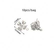10个/包 不锈钢叶子、树、三叶草、菱形耳钩，简约时尚不褪色耳环配件，DIY珠宝制作耳环组件 - 附吊耳釘 - 查看 14