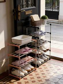 1pc 3/4/5 Tier Stackable Small Shoe Rack, Suitable For Entryway, Hallway And Closet, Space-Saving Shoe Storage Organizer - Multicolor - View 4