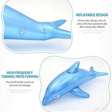 1pc Inflatable Shark Shaped Water Floating Device, Perfect Summer Gift For Swimming Pool And Beach Party, Floating Lounger For Swimming Pool And Beach Relaxation, Pool Inflatable, Beach Essentials, Pool Float - Black - View 3